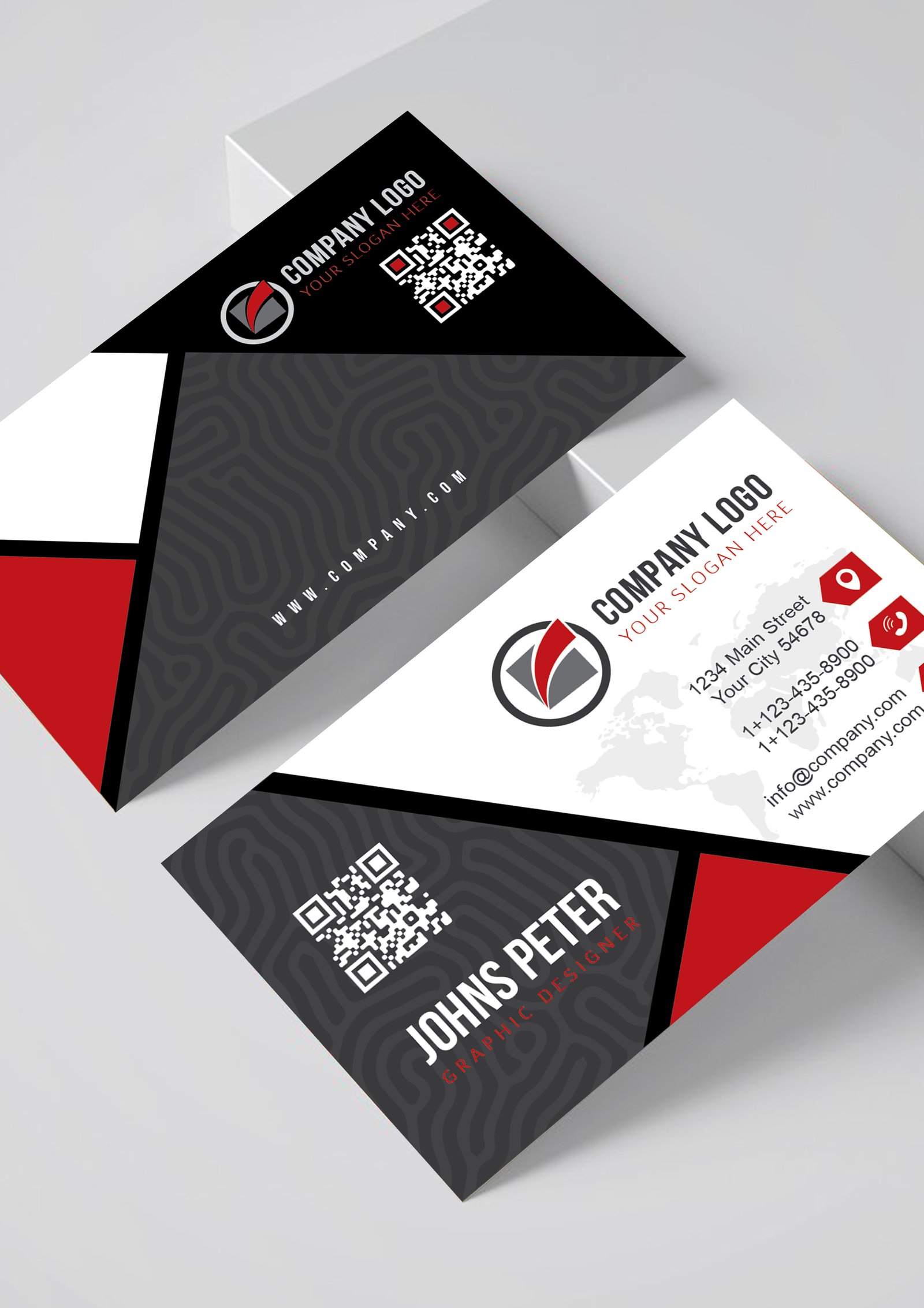 Clean Corporate Business Card Template Ai Red